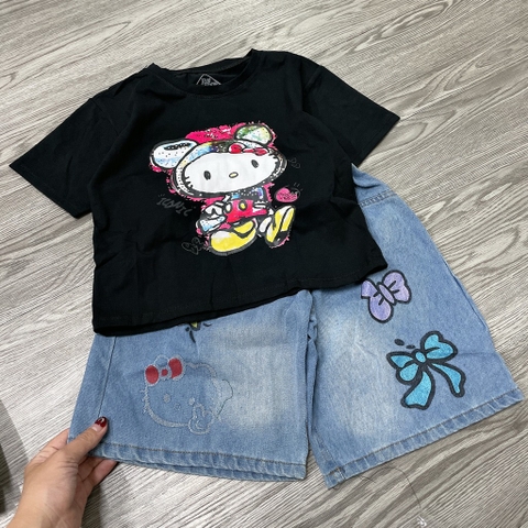 A443-Áo croptop Kitty đen (08.16kg)