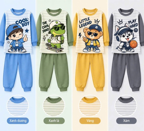 T788-Bộ cotton dài kẻ phối SM (08.22kg)