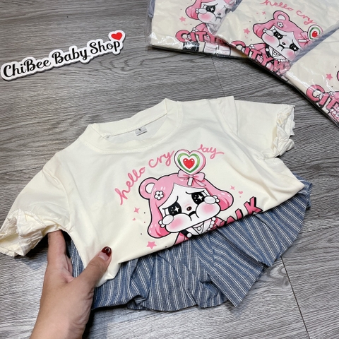G896-Bộ cộc cotton bé Cry q bí (07.13kg)