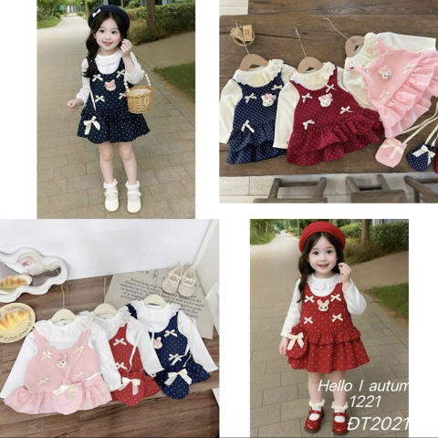 V283-Set váy thỏ chấm bi (09.16.570)