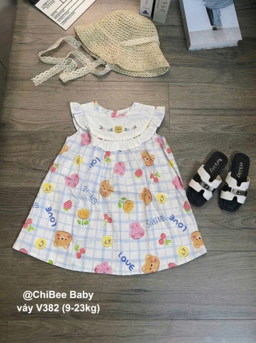 V382-Váy SN thô hàn OP gấu caro xanh (09.23kg)