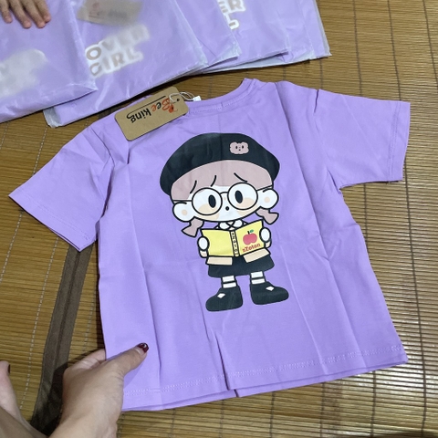 A424-Áo cộc cotton bé GIRL tím (11.24kg)