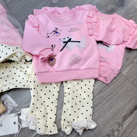 G739-Bộ nỉ 2da cún chấm bi (12.18kg)