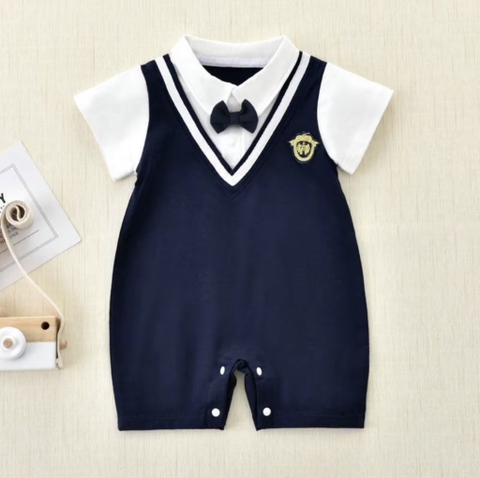 BD111-Body suit đùi công tử nơ xanh đen