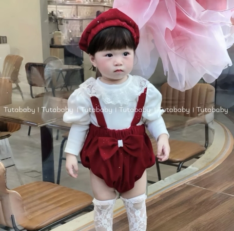 BD147-Set 3 món yếm nhung nơ (03.10kg)