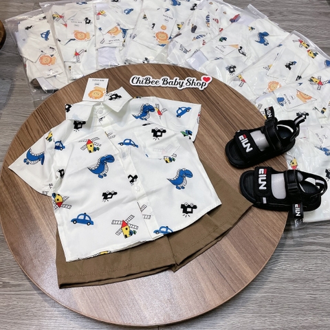 T766-Bộ sơ mi khủng long quần nâu (11.30kg)