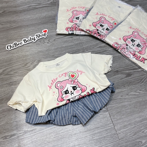 G896-Bộ cộc cotton bé Cry q bí (07.13kg)