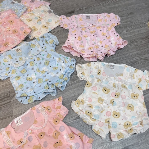 B519-Bộ pijama gấu cổ ren 2 túi (10.18kg)