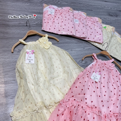 V455-Váy đũi tơ cổ yếm trái tim (15.20kg)