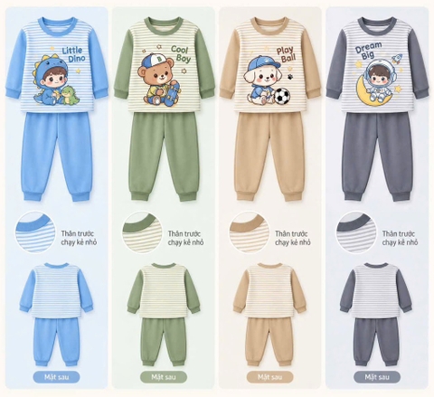 T788-Bộ cotton dài kẻ phối SM (08.22kg)