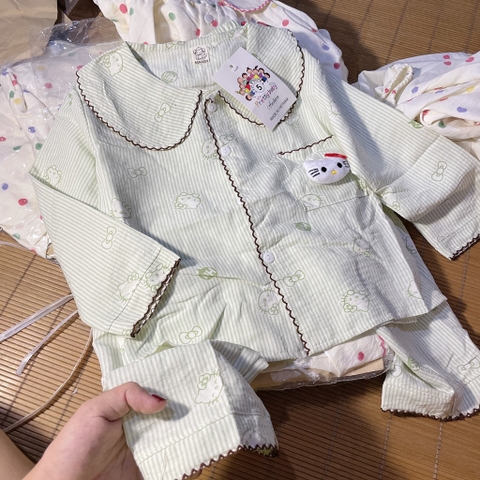 G947-Bộ pizama dài kẻ Kitty xanh (10.18kg)