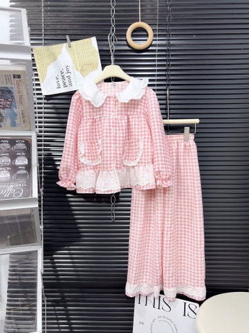 G751-Bộ pijama caro ren tiểu thư (22.35kg)