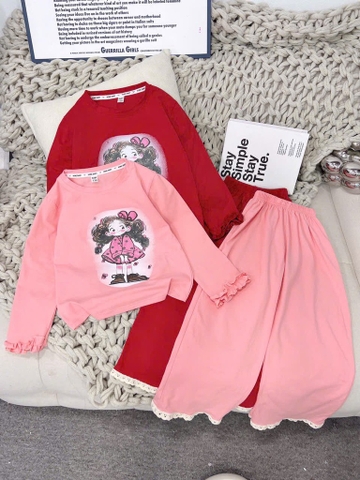 G605-Bộ dài cotton Bé gái ren (18.28.573)