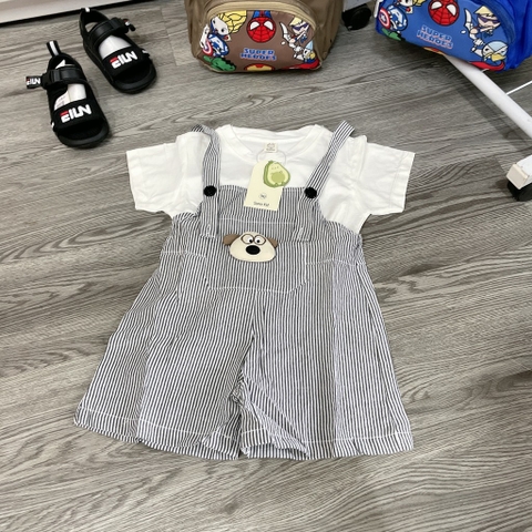 BD164-Set áo cotton yếm cún kẻ (07.15kg)