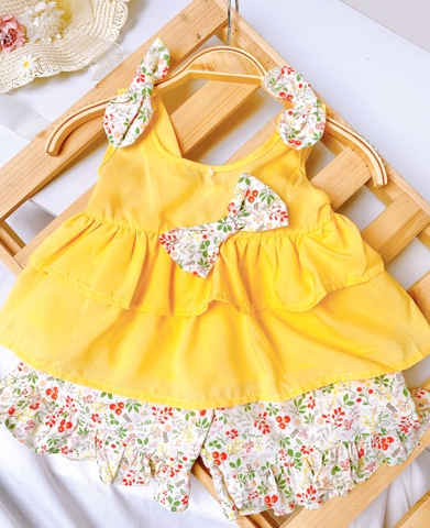 BGN012-Bộ lụa 2 dây quần hoa nhí (XẢ)