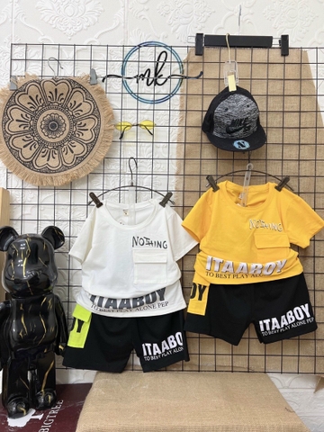 BTD020-Bộ cotton NOTHING có túi (XẢ)