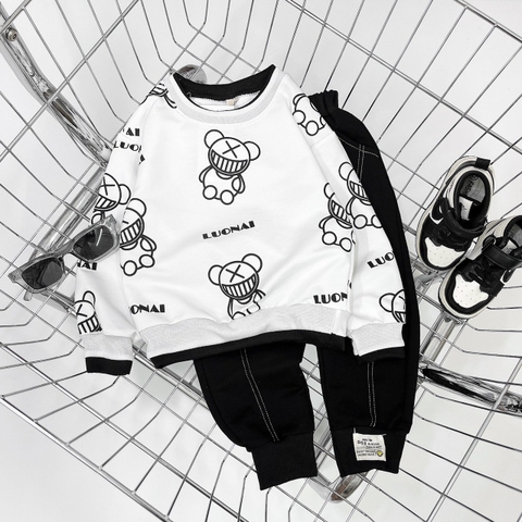 BTN009-Set nỉ da cá gấu đen trắng (XẢ)