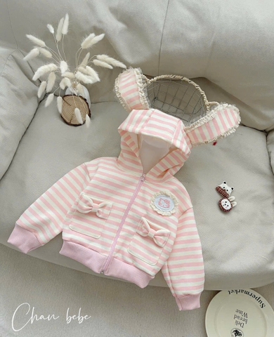 K162-Áo khoác thun Kitty kẻ hồng (08.15kg)