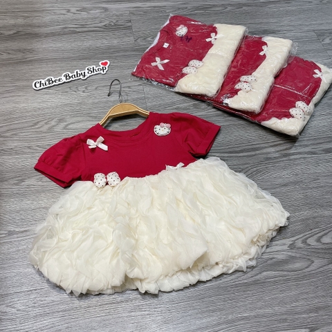 V454-Váy cộc cotton Kitty đỏ gợn sóng (06.13kg)