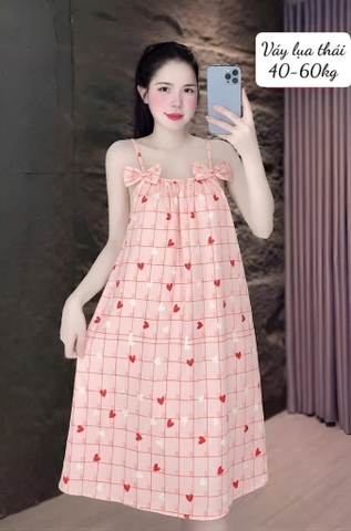 N054-Váy lụa thái 2 nơ 40-60kg