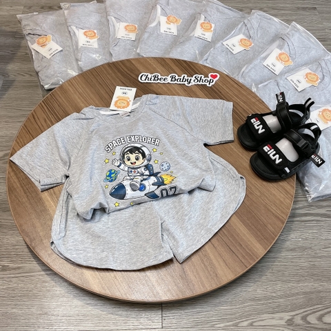T755-Bộ cộc cotton vũ trụ xám (11.30kg)
