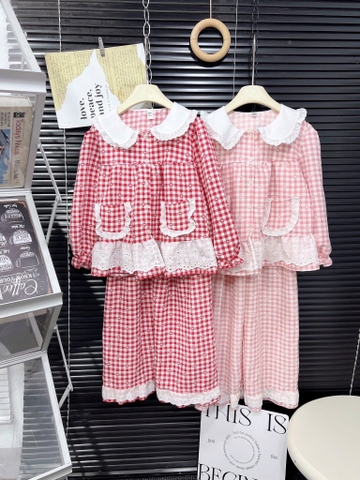 G751-Bộ pijama caro ren tiểu thư (22.35kg)