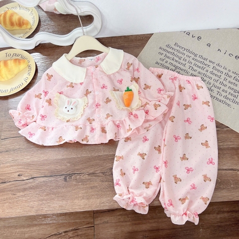 G607-Bộ dài pijama cổ sen cà rốt (08.16.259)