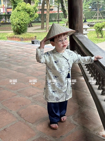 T570-Áo dài bé trai ngựa xanh (10.28kg)