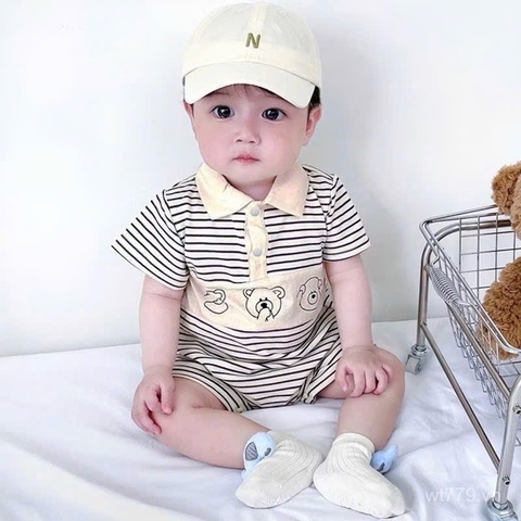 BD112-Body suit đùi 3 gấu kẻ