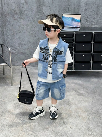 T721-Set 3ct gile jean xanh chữ đen (09.26kg)