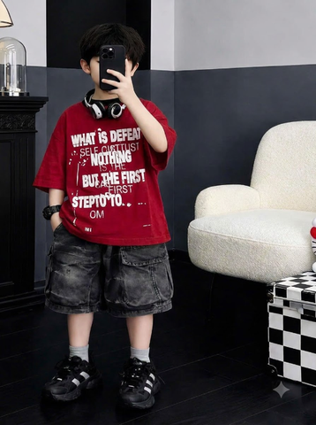 T720-Set áo chữ WHAT đỏ q jean đen (09.25kg)