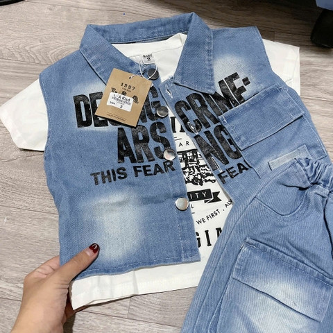 T721-Set 3ct gile jean xanh chữ đen (09.26kg)