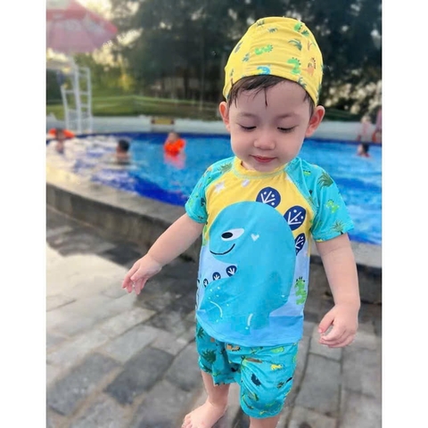 DB007-Set đồ bơi bé trai kèm mũ (09.22kg)