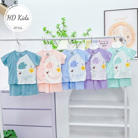 B514-Bộ sơ sinh cúc thun lạnh cá (03.08kg)