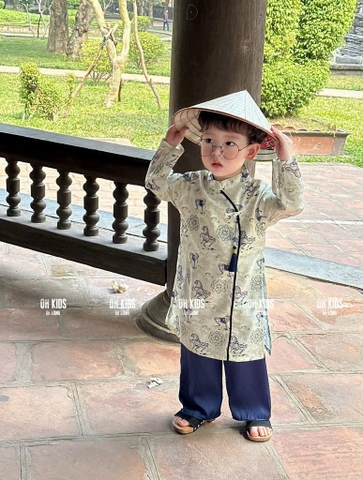 T570-Áo dài bé trai ngựa xanh (10.28kg)