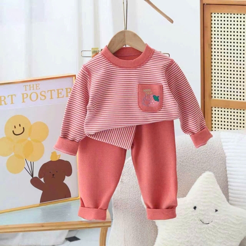 B453-Bộ nỉ kẻ nhung có túi QC (07.30kg)