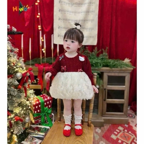 BD126-Váy đỏ sóng kem bé sơ sinh (05.12.370)