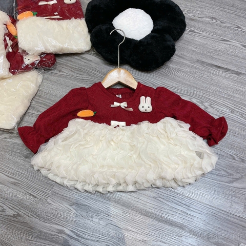 BD126-Váy đỏ sóng kem bé sơ sinh (05.12.370)