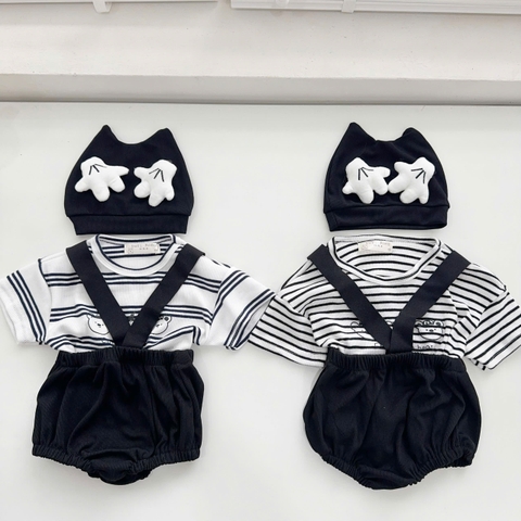 BD136-Set áo kẻ quần chip dây kèm mũ (03.13kg)