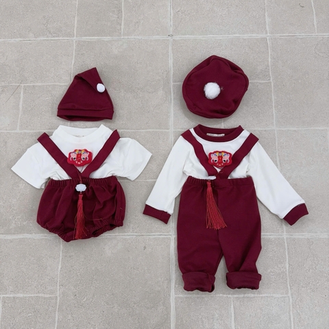 BD138-Set áo lân quần dây đỏ kèm mũ (03.12kg)