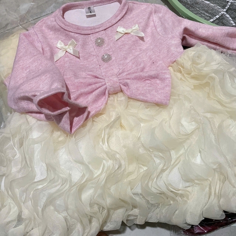 V315-Váy sóng lông thỏ nơ ngọc (07.12kg)