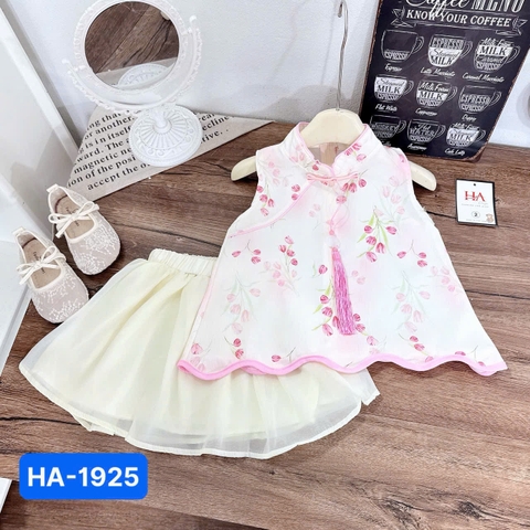 V318-Set váy cổ tàu hồng hoa nhí (09.28kg)