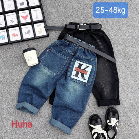 Q297-Quần baggy jean trơn túi K (23.40kg)