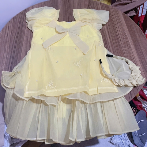 V352-Váy voan cách tân Vàng thêu (13.22kg)