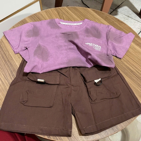 T583-Set áo thun chữ Tím q kaki lửng (10.20kg)