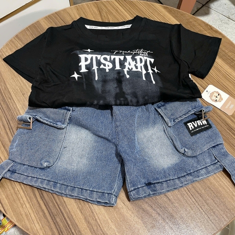 T585-Set áo thun chữ PTS q jean lửng (15.25kg)