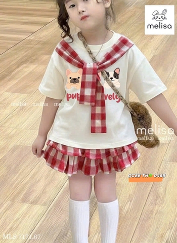 G754-Set áo cún cv caro xoè Đỏ (10.30kg)