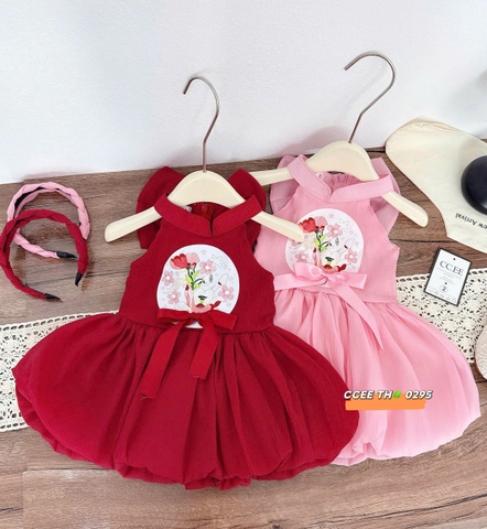 V358-Váy bí phồng cổ yếm kèm nơ cài (08.26kg)