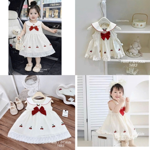 V374-Váy đũi cổ sen nơ nổi xoè (08.16kg)