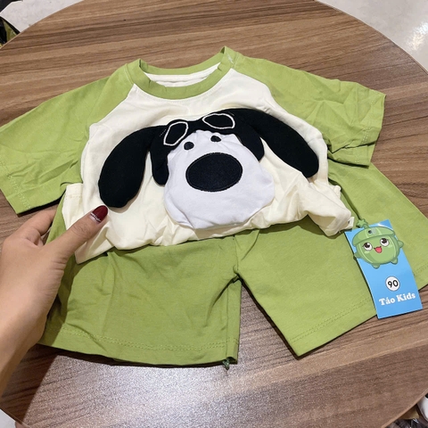 T595-Bộ cotton đùi cún nổi xanh (08.18kg)